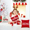Stol täcker julkudde set tryckt god trädkudde jultomten 45x45 cm linne kudde