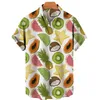 Mannen Casual Shirts Ananas Fruit Hawaiiaanse Citroen 3d Print Mannen Mode Blouses Strand Camisas Zomer Roeping Revers Shirt