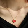 Pendant Necklaces New Fashion Retro New Gossip Girl Serena Red Heart and Love Pendant Necklace Clavicle Chain Model WholesaleL2404