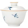 Teaware set Pure Hand-Painted Orchid Three Covered Bowl Teacup Single Non Non Griping Chinese Ceramic Tea Set