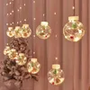 Cordas de led luz corda bola de natal cortina colorida boneco de neve árvore janela decoração yq240401