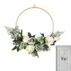 Dekorativa blommor Metal Floral Hoop Spring Flower Wreath Green Leaf för Summer Door Window Wall Party Decorations