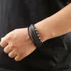 Bedelarmbanden Heren lederen armband Klassiek gevlochten touw Meerlaags kralenkoord Man Mode-sieraden Geschenken Groothandel