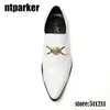 Chaussures décontractées Ntparker mode cuir fait à la main été hommes Zapatos De Los Hombres robe blanche mariage bout pointu EU46