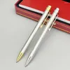 Bollpoint Pen Luxury All Metal Graved Mönster Barrel Thin Style Santos Golden / Silver Trim Writing Smooth