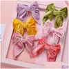 Saç Aksesuarları 24 PCS Toptan 4.5 inç Veet Barrettes Bows Çocuklar Kız Saç Elastik Naylon Bebek Kafa Bandı Neborn Hairtie Drop Deliv Dhl5s