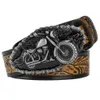 Cinture in pelle goffrata con fibbia da moto in denim per decorazioni casual Q240401