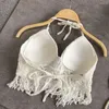 Camisoles & Tanks Hollow Out Short Tank Top Sexy Tassel Summer Beach Women Underwear Embroidery Knitted Bra