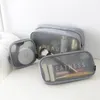 Sac à cosmétiques en maille pour femmes, 1 pièce, organisateur de maquillage de voyage, sac de maquillage transparent pour hommes, sacs de toilette de lavage, pochette de rangement, 2024