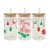 Fensteraufkleber UV DTF Transfesr Merry Christmas Candy Prints für 16oz Libbey Gläser Wraps Flaschen Cup Can D4932