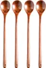 Spoons 4 Pcs Wooden With Long Handle Stirring Wood Soup Mixing Spoon Dessert Coffee Tea Honey