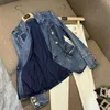 Chic Women Double Breasted Slim midja Demin Blazers Coat Spring Cowboy Cardigan ol Turn-Down Collar Jeans Jackor Outwear Tops 240321