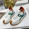 Scarpe da runner Flow di design in nylon e pelle scamosciata stringate Forrest Gump con tomaia morbida e onde in gomma color miele Maillard Scarpe sportive casual