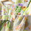 Robes de soirée en coton et lin, motif Floral, manches courtes, Version coréenne, ample, col en v, noué, mode décontractée, été, 2024
