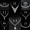 Waardevolle Lab Diamond Sieraden set Sterling Zilveren Bruiloft Ketting Oorbellen Voor Vrouwen Bruids Verlovingssieraden Cadeau V6gz #