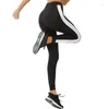 Pantalones para mujer Mujeres Cintura alta Control de barriga Leggings de yoga con entrenamiento de rayas laterales Fitness Correr Deporte largo Deporte apretado Activewear N7YD