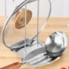 Armazenamento de cozinha prata/ouro aço inoxidável pote tampa titular pan capa prateleira prático estável rack destacável sopa descansa casa