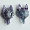 Pendant Necklaces Wholesale 2pcs/lot Fashion natural Lapis Lazuli Carved wolf head shape Pendants for Necklace jewelry making Free shipping 240330