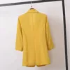 Moda feminina jaqueta cor sólida amarelo preto tecido de algodão solto casaco oversize primavera verão jaquetas ol terno feminino 240320