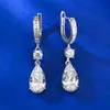 Lente Qiaoer 925 Sterling Zilver 712 MM Crushed Ice Cut Peer Hoge Koolstof Diamanten Edelsteen Drop Dangle Oorbellen Fijne Sieraden 240401