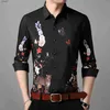 Männer Plus Tees Polos Neue 2020 Mann Mode Blumen Kleider Lange Ärmeln Digitaldruck Shirts Männliche Blumen Casual Kleidung yq240401