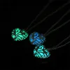 Pendant Necklaces Heart shaped hollow pendant shining in the dark necklace womens crystal luminous necklace jewelry wholesale Christmas giftsL2404