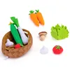 Dekorativa blommor Rairsky Plush Veggie Basket Playset - Mjuk låtsas matleksak för barn grönsaksset fantasifullt spel