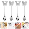 Kaffe Scoops 4 PCS Kids Silverware Rostfritt stål Butterfly Fork Spoon Set Long Hande Scoop Spoons dessert Bankett