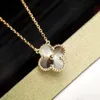 Mode S925 Silver Van High Version Clover Halsband Kvinnor Full Diamond Agate Fritillaria Pendant CLAVICLE CHAVE CHEGE WED LOGO