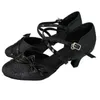 Dansskor Elisha Shoe Women's Customized Heel Stängd tå inomhus Ballroom Party Wedding Latin Salsa Black With Bowtie