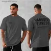 T-shirt maschile Mens oversize vintage T-shirt estate New Sports Cotton Equip Neck Short Slve Joggers Gym Running Trange T-shirts T240403