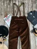 Men's Pants Tailor Brando American Vintage Corduroy Fishtail Work Coffee Color Cotton Straight High Waist Straps