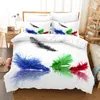 Bedding Sets Super Soft Microfiber Fabric Winter Duvet Cover Set Art Print Love Flame Fingerprints Feathers Mushrooms Warm Bed Linen Full