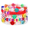 Kralen kralen armband set stapel Colorf schattig Happy Face charme parel Heishi rekbare zomer strand sieraden drop levering Ot3Rn