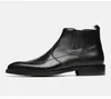 ブーツ高品質の男性ブラック/レッドエラスティックバンドアンクル防水ゴムカジュアルな本革のトップミリタリー