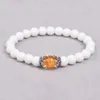 Chaîne Blanc Naturel Pierre Couronne Perle Bracelet pour Hommes et Femmes Yoga Alliage D'or Accessoires Charme Bijoux À La Main Élastique Pulseira Homme Q240401