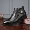 Sapatos de vestido homens botas preto cowboy motocicleta pu impressão duplo lado zíper homem cavaleiro ocidental curto segurança de trabalho ao ar livre