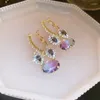 Boucles d'oreilles pendantes en cristal dégradé pour femmes, strass papillon, goutte d'eau, bijoux personnalisés haut de gamme à la mode