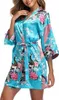 Pyjamas sexy Satin soie femmes mariage Robe de demoiselle d'honneur Sexy grue imprimé peignoir court Long Kimono Robe de nuit Robe de chambre de mode femme 240330