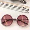 Les plus chaudes H4C2H4 lunettes de soleil sans monture à chaîne ronde UV400 modèles de dame de mode lunettes de célébrités qualité métal chaîne de perles en cuir exquis 50-22-140 lunettes pour femmes étui complet