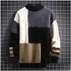 Menströjor Male Fall och Winter Casual Patchwork Color Sweater Retro College Style Lazy Wind Long Sleeped Puff Coat Drop Delivery Dhu4s
