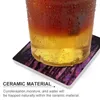 Table Mats Refractive Crystal Purple Ceramic Coasters (Square) Cup Mat For Cups Set Slate