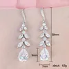 Dangle Earrings Shiny Zircon Teardrop Leaf Shape Silver Color For Women Fashion Jewelry Wedding Party Unusual Girl's Luxury Earring