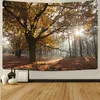 Tapisserier Vackra himmel Nature Tapestry Wall Decoration Dreamy Night Tree Blue Forest Mattan Hem Bakgrund