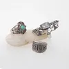 Cluster Rings 3PCS Bohemian Flower Hollow Out Set Women Ethnic Vintage Carved Stone Ring Bijoux Bague