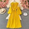 Casual Dresses Elegant Spring Autumn Women's Embroidered Maxi V-ringning Tie Split Retro Indie Folkstil One-Piece Beach Female Long Dress