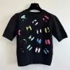 Lente 2024 nieuwe volledige letter LOGO casual mode trui gebreid T-shirt met korte mouwen trui ronde hals shirt dames merkkleding