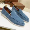 Sneakers High Quality Casual Kid Suede Men Shoes Khaki Real Leather Flat Penny Shoes Men Slipon Lazy Loafers Summer Walk Shoes for Men