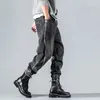 Mäns jeansbyxor harem beskuren för män svarta manliga cowboybyxor koreanska mode y2k vintage xs sommar staplad klassisk denim