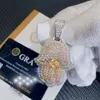 Iced Out Shining Jóias Hip Hop Sier Dois Tons Ouro Branco Rosa Vvs1 Moissanite Diamante Hamsa Pingente